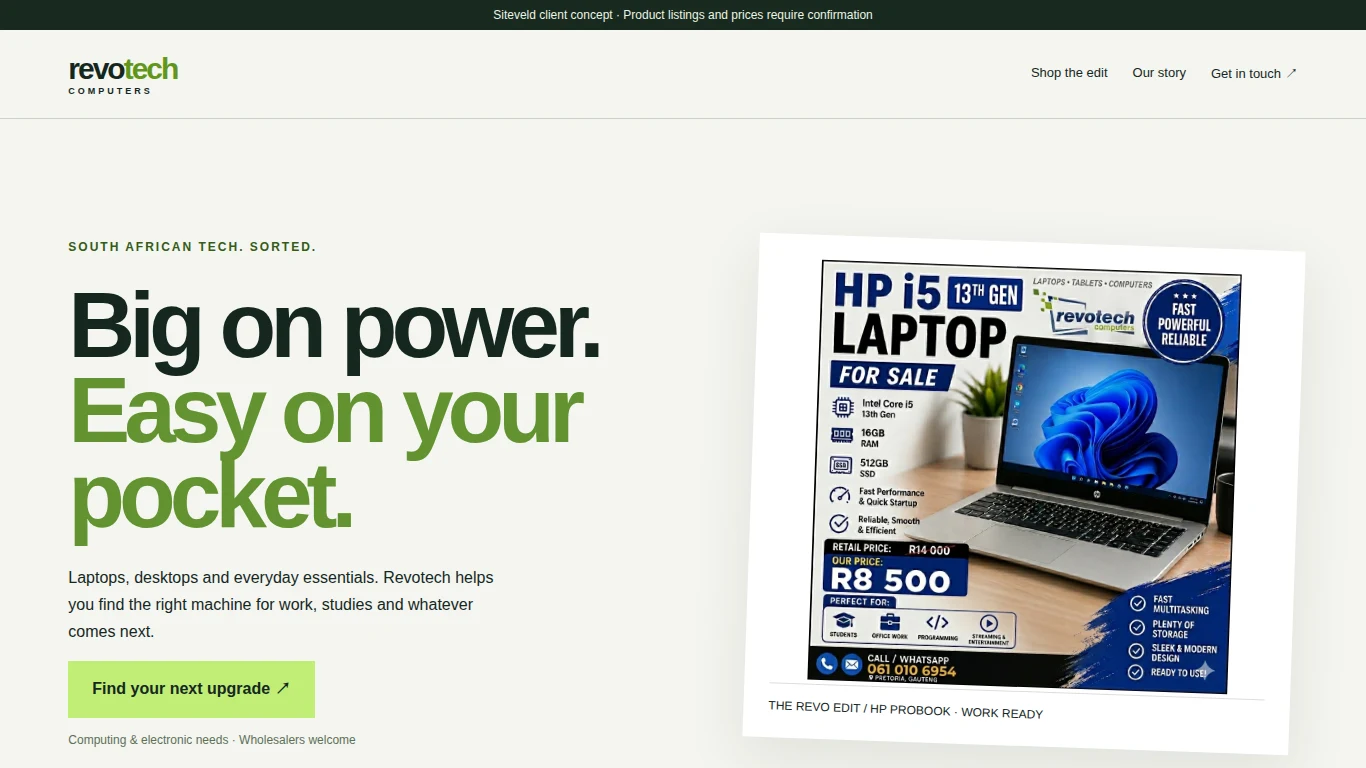 Revotech Computers website preview